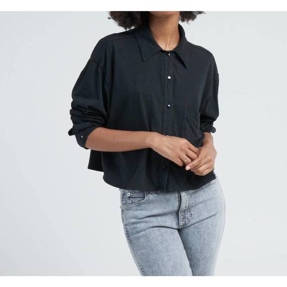 NEW ASKK NY crop knit shirt in stone black - Picture 1 of 4